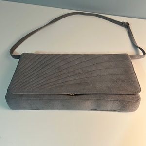 Morris Moskowitz grey ultra suede clutch purse